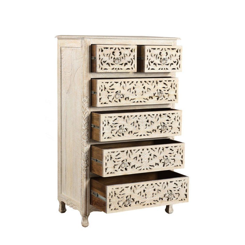 Commode 6 tiroirs Harleen, Blanc