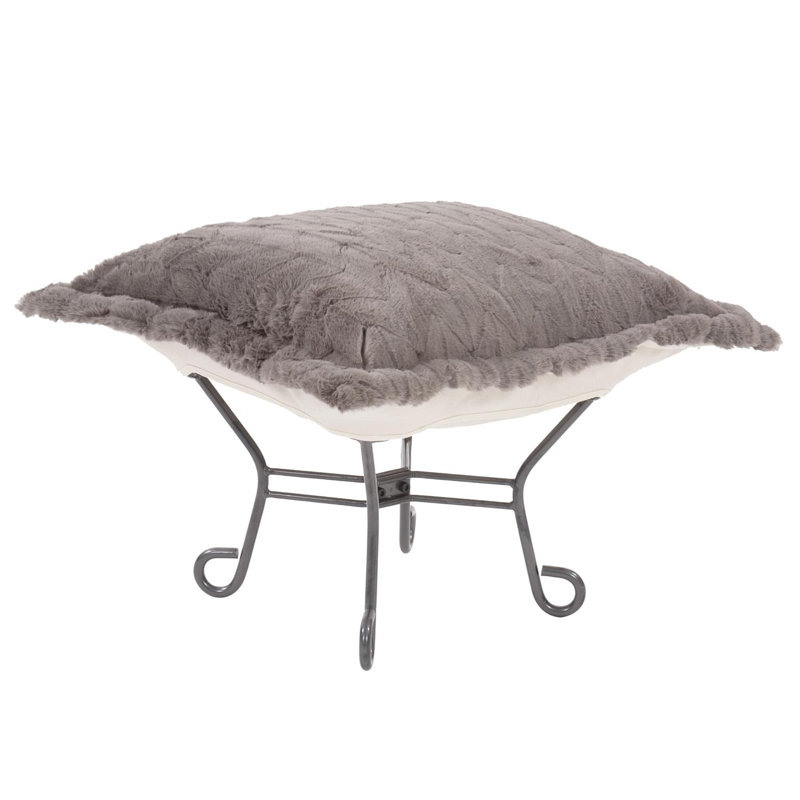 Repose-pieds Scroll Puff Angora, Gris