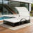 Outdoor Steel Frame Sun Lounger with Adjustable Backrest,Patio Double Sunbed with Hidden Side Table and Arched Armrests-1153081401
