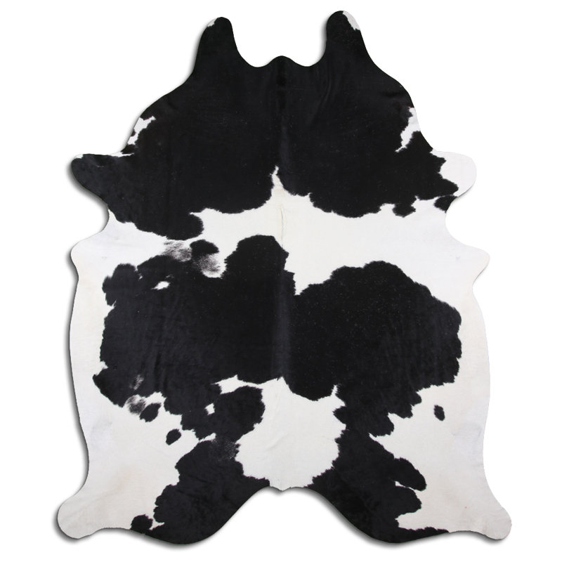 Custom Genuine Black and White Cowhide Rug, Novelty 6'2" x 7'4"
