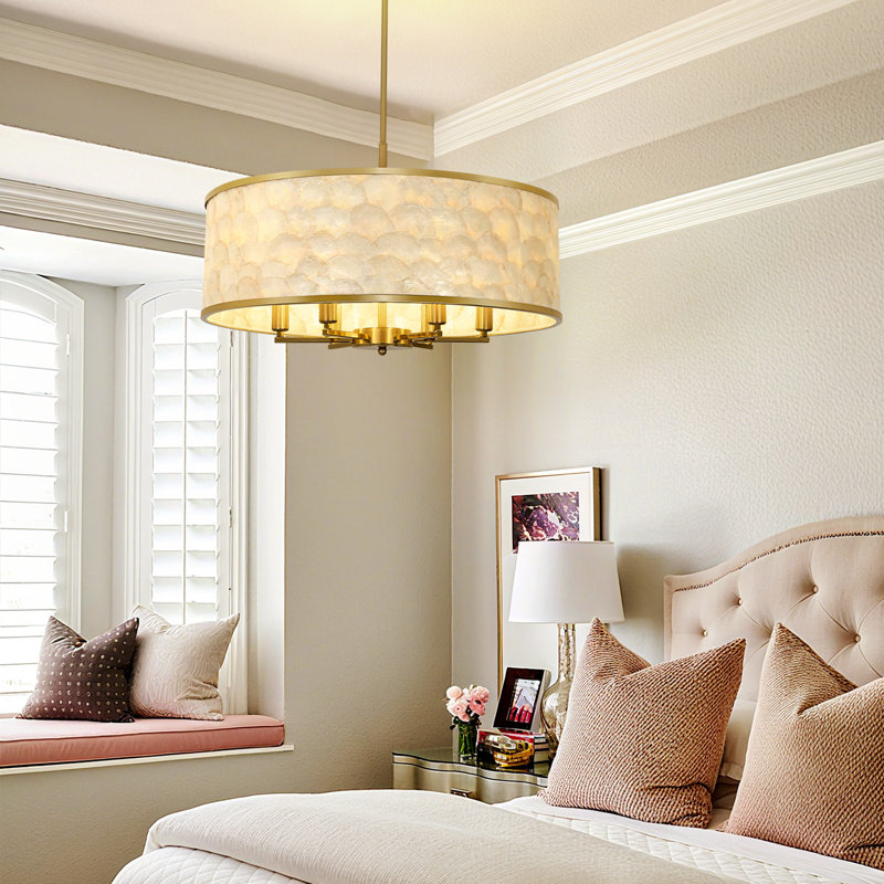 6 - Light Chandelier, Polished Brass