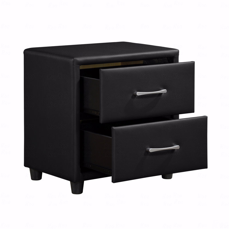 1Pc Bedroom Nightstand Of Drawers Silver Tone Bar Pulls Stylish Furniture