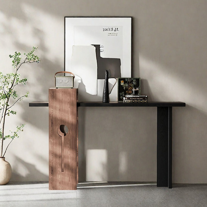 Console Mid-Century moderne en bois massif, H 33,5 po x l 47,2 po x P 14,2 po