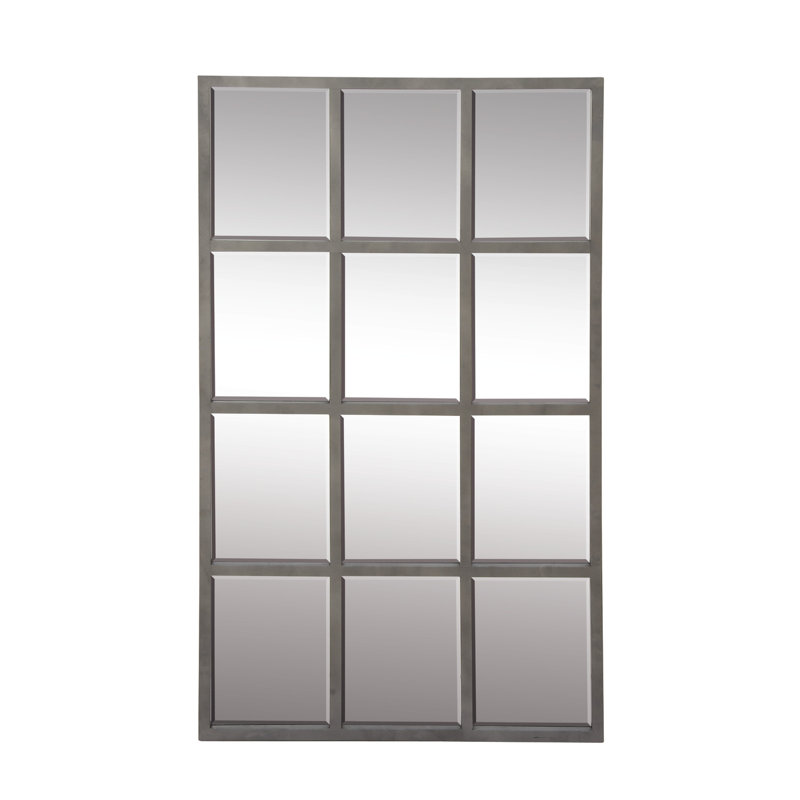 Miroir mural Haider, 45 po x 27 po, Rectangle, Gris mat