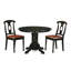 Ensemble table et chaises de cuisine 3 pièces comprenant une table ronde à pied central et 2 chaises de salle à manger en similicuir, 107 x 107 cm, noir-713939302-713939304-798067703