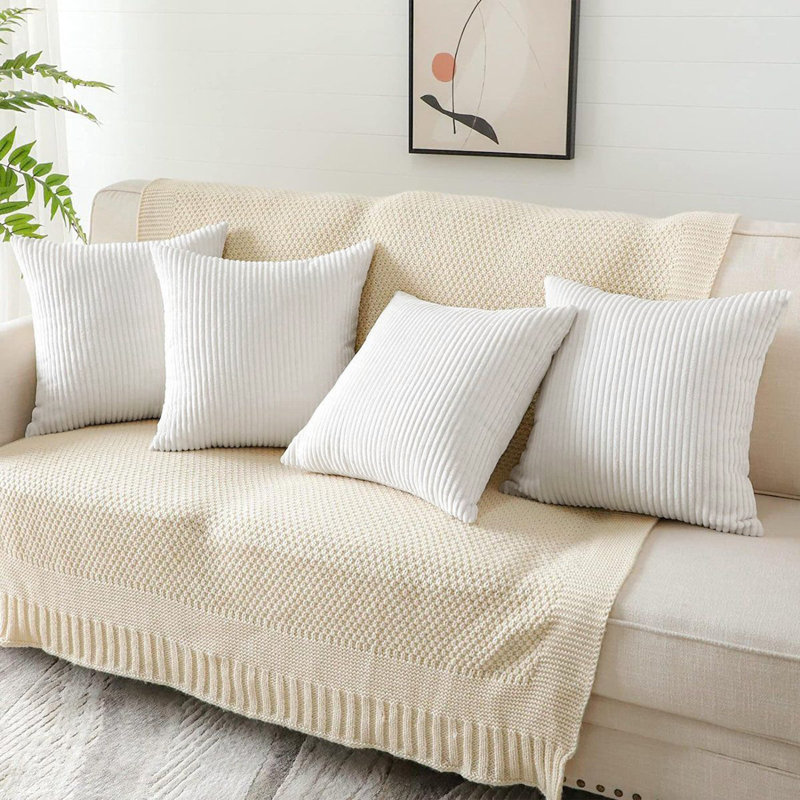 Cotton Square Throw Cushion, Beige