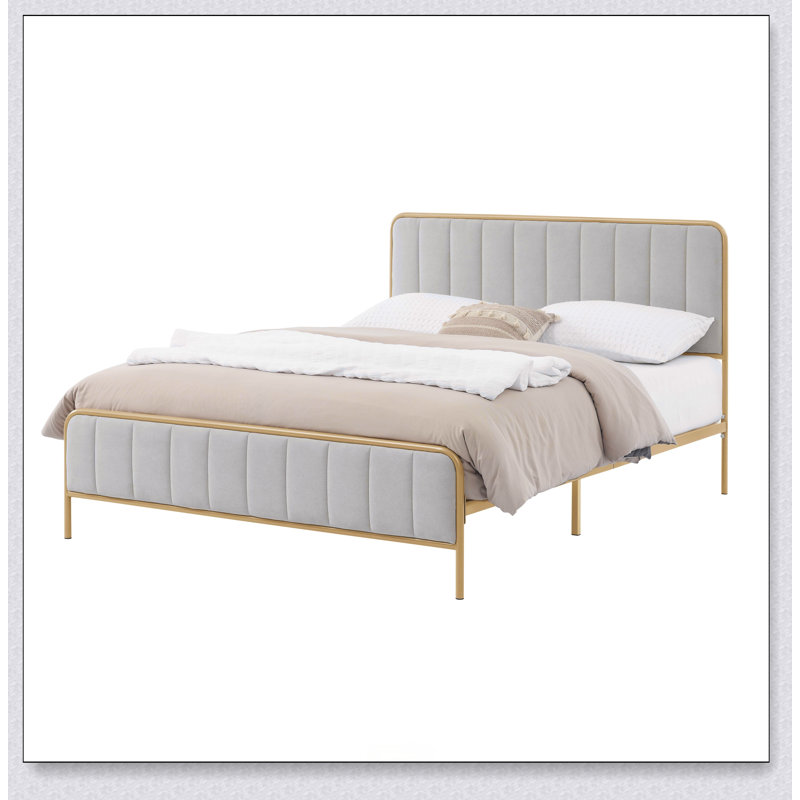 Ashley Upholstered Queen  Bed Frame, Khaki