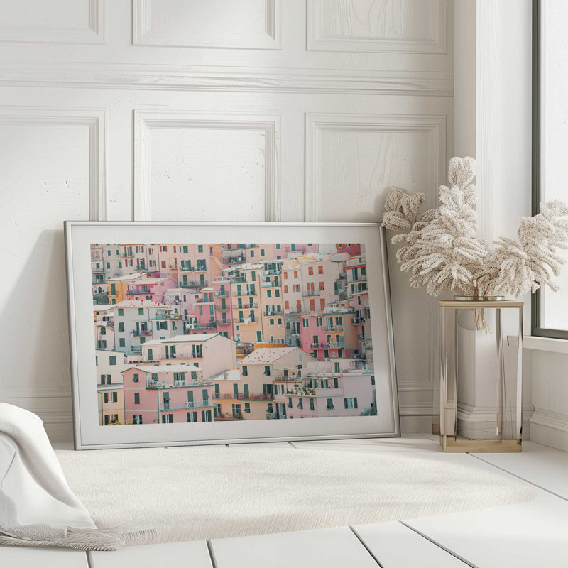 Imprimé pastel, H 12,25 po x l 15,25 po x P 1,25 po, Cadre doré poli