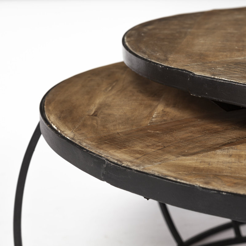 Ratcliff Solid Wood Top Nesting Coffee Table, Natural, 55.5" W x 72" L