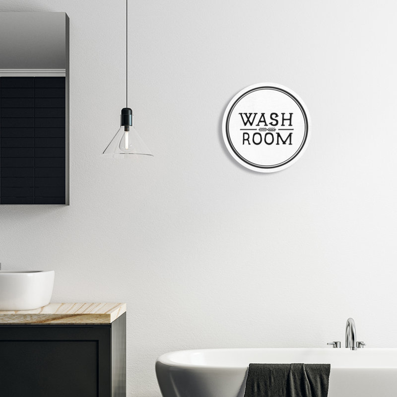 Plaque murale circulaire de style traditionnel en noir et blanc pour salle de bain, diamètre de 12 po