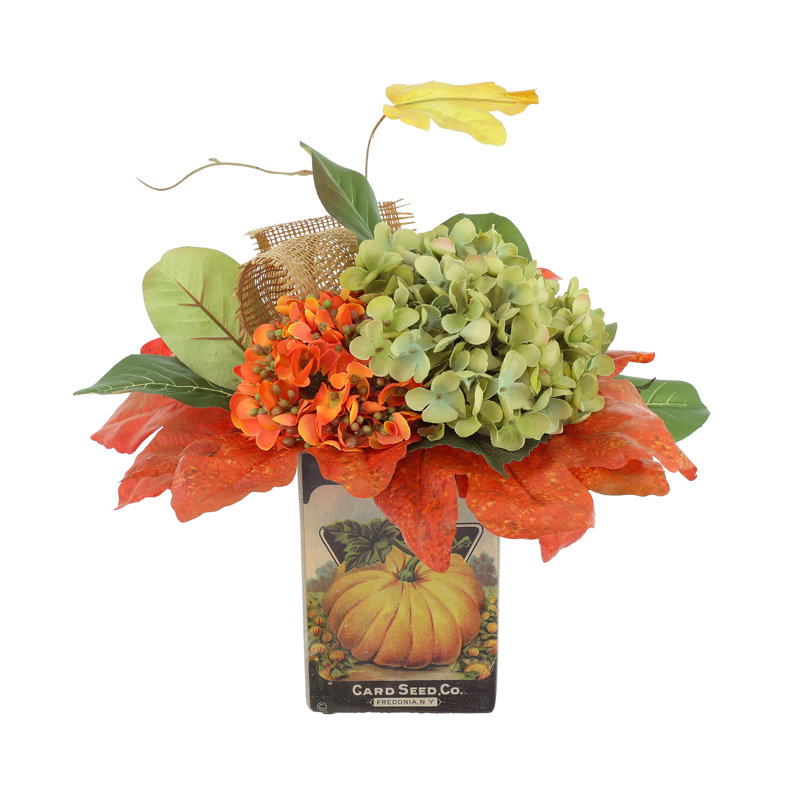 Lohman Fall Hydrangea and Magnolia Leaf Arrangement
