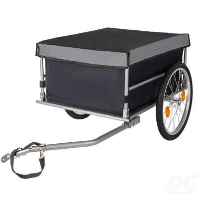 Foldable Bicycle Bike Cargo Trailer With 20'' Wheels, Removable Cover, Folding Frame Quick Release, Bike Cart Bike Wagon Trailer For Luggage, Tools, Groceries. Black+Gray