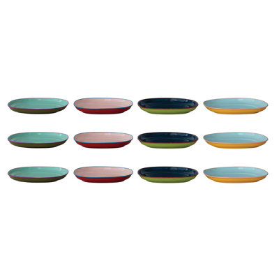Ensemble de plaques en acier inoxydable émaillé avec bord coloré