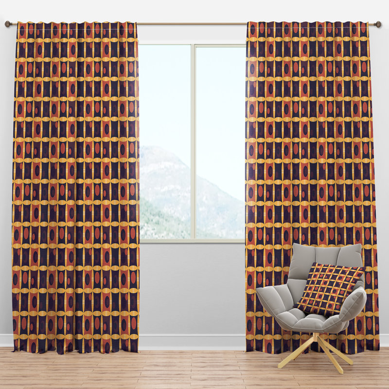 Panneau de rideau simple semi-diaphane avec passe-tringle Mid-Century, l 52 po x L 108 po