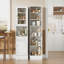 Armoire de rangement de salle de bain étroite de 170 cm de haut avec portes vitrées – Étagères réglables, fermeture magnétique – Organisateur de linge autoportant – Gain de place pour salle de bain et cuisine – Blanc-136050099