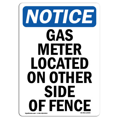 Gas Meter Located on Other Side of Fence Sign