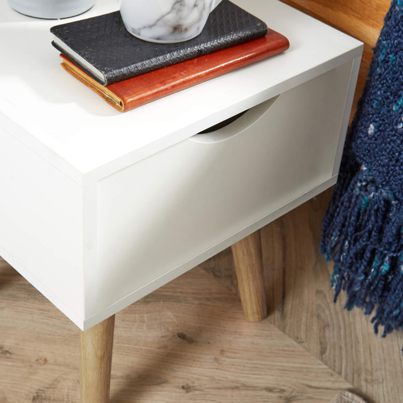 Kennedy 1 Drawer Bedside Storage Table, White