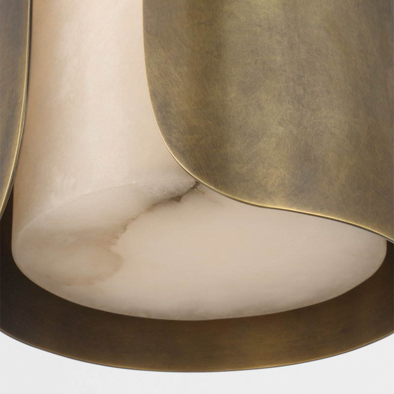 Anne-Marie Barton Armise 18" Sconce with Alabaster, 29" H x 7" W x 7.75" D, Mottled Brass