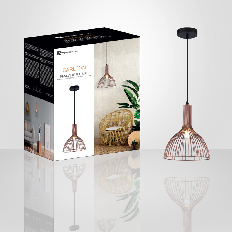 Luminaire suspendu en forme de dôme à 1 lumière Carlton, Bronze