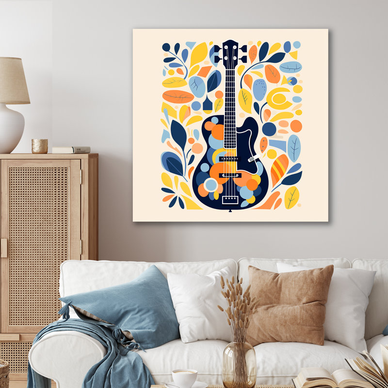 Harmonie de guitare basse - fruits, art mural, H 16 po x l 16 po x P 1 po, Toile tendue