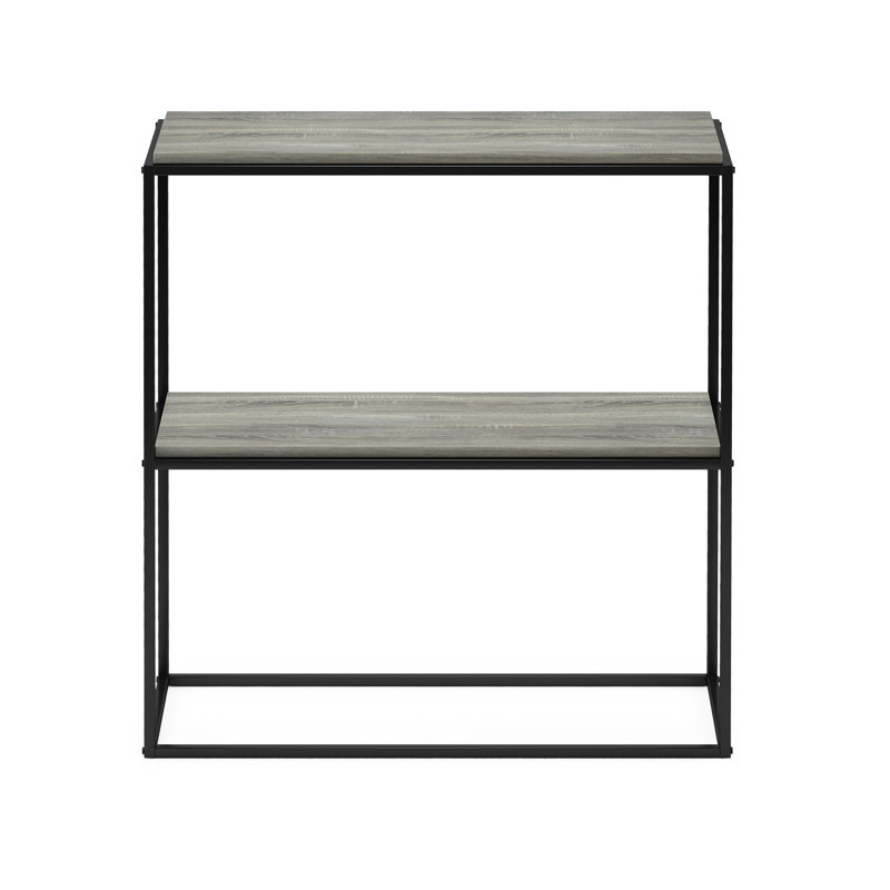 Emilda 80.3cm W Metal Shelving Unit, French Oak Grey/Black
