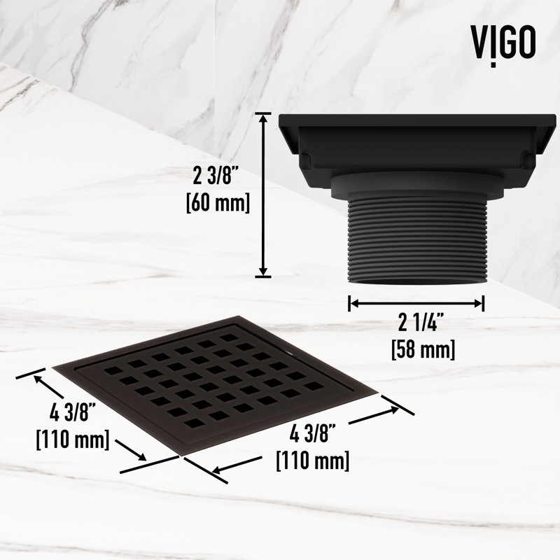 VIGO Elan Square Shower Drain, Matte Black