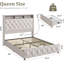 Structure de lit tapissier grand avec 4 tiroirs de rangement, station de charge USB, lumières DEL, aucun sommier nécessaire, assemblage facile, support de lattes en bois-1614109990-1614110011