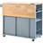 Power Outlet Kitchen Island Cart With Foldable Leaf Function, Blue, 5 Wheels, Storage, Wine Rack For Home Grey Blue Electrical & Leaf, 5-Wheeled, Area-1349908490