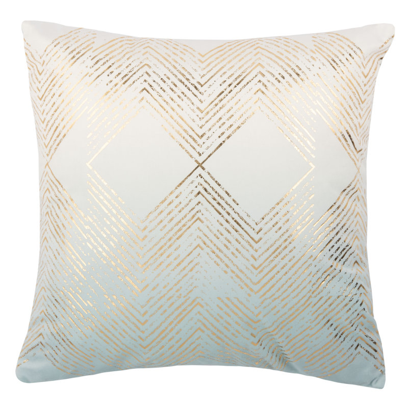 Geometric Throw Pillow, Seafoam/Gold