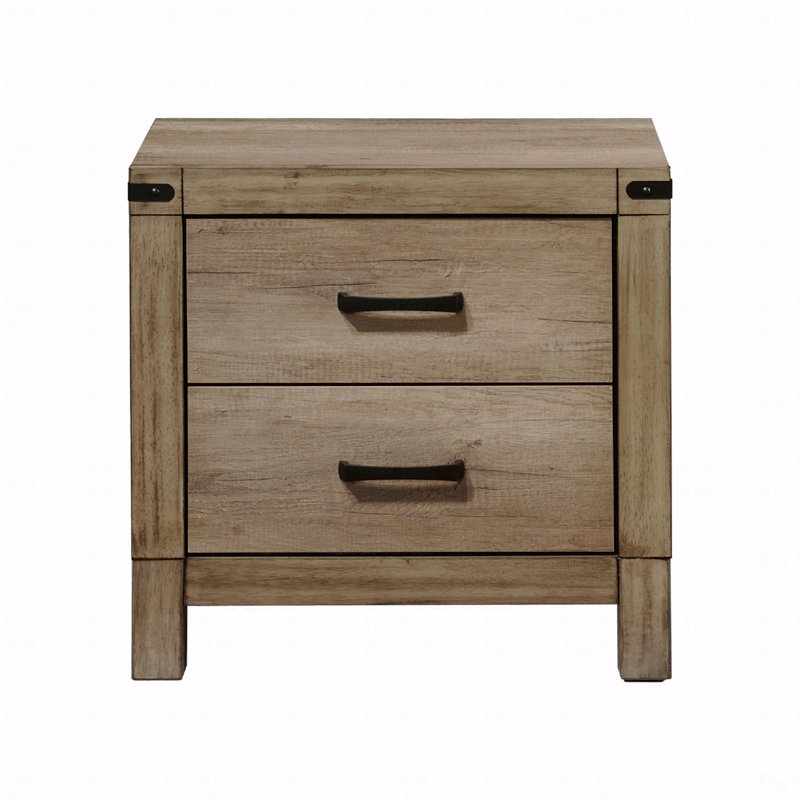 1pièce table de chevet contemporaine à deux tiroirs pour chambre à coucher en bois massif avec table de bout en bois brun