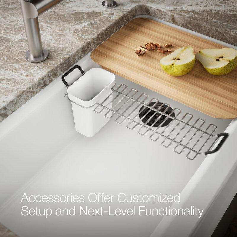 Riverby Undermount Single-Bowl Farmhouse Workstation Kitchen Sink With Tall Apron, White