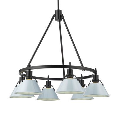 Felda 6 - Light Steel Dimmable Cone Chandelier