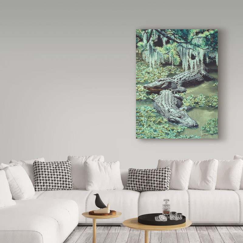 Rusty Rust Green and Brown Alligator Canvas Art