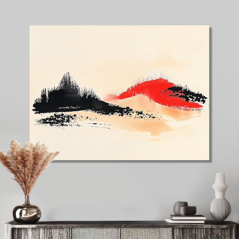 «Pure Nature», encre de Japon moderne, impression murale en métal abstrait minimaliste, H 12 po x l 20 po