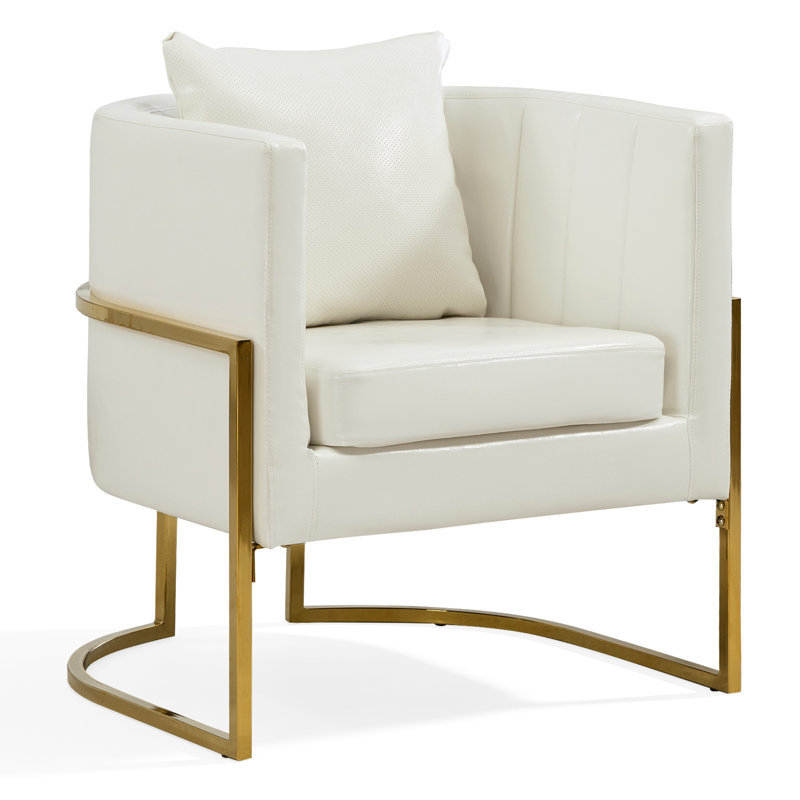 Fauteuil demi-tonneau en similicuir, Blanc