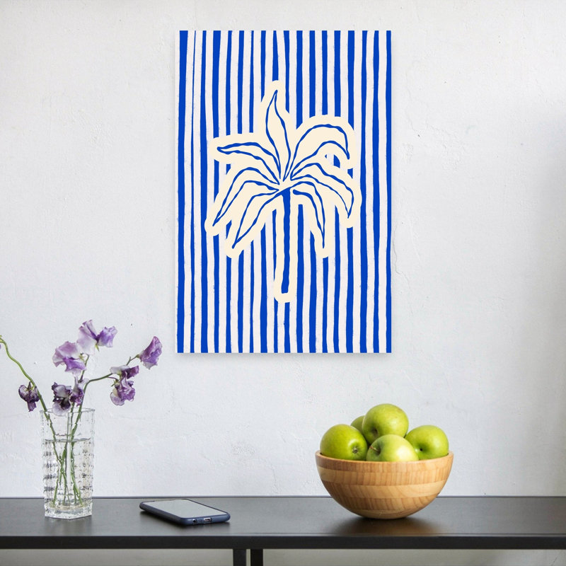 Impression d'art mural bord de mer bleu à rayures bleues, 24" H x 16" W