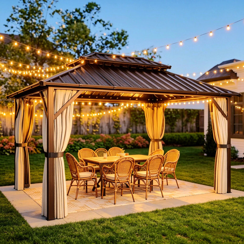 Abri de jardin à toit rigide, abri de jardin extérieur, abri de jardin en aluminium imperméable (ne comprend que l'abri de jardin)