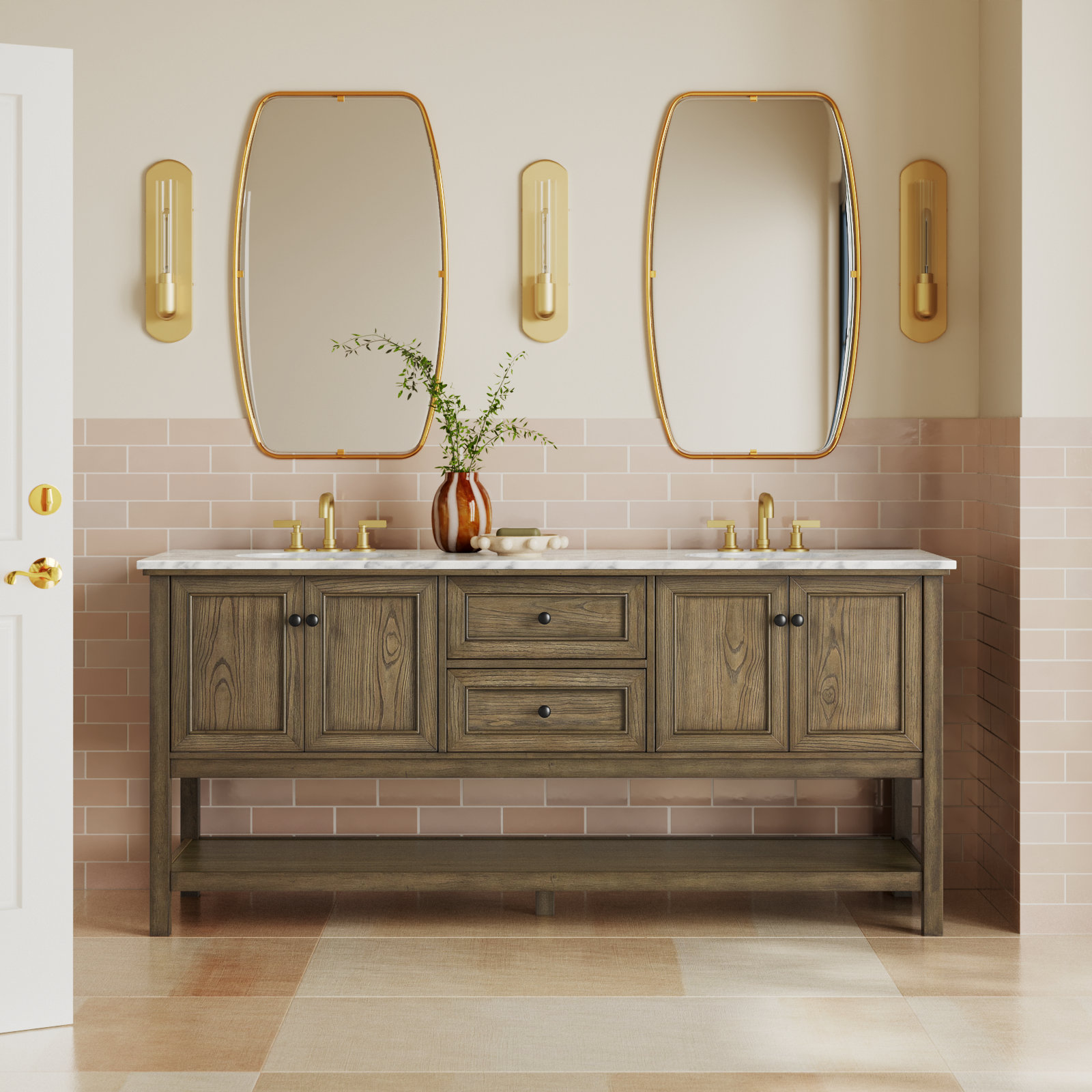 Bonsai 72'' Double Bathroom Vanity, Driftwood