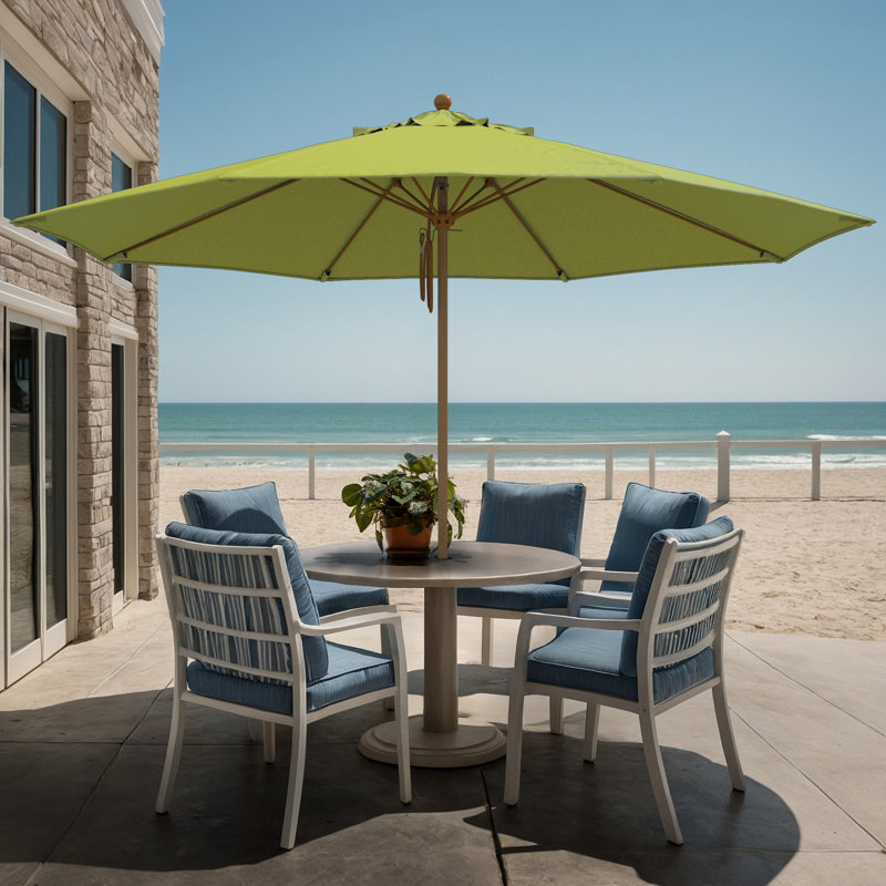 Parasol en bois de teck 11 pi, Vert perroquet