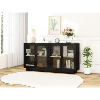 Coffre de rangement noir avec porte en acrylique et verrou verrouillable - salon à la maison, bureau de salle à manger, panneau de particules, panneau de particules imperméable et résistant aux égratignures, couvrant 3 options de tablettes réglables, plancher antidérapant