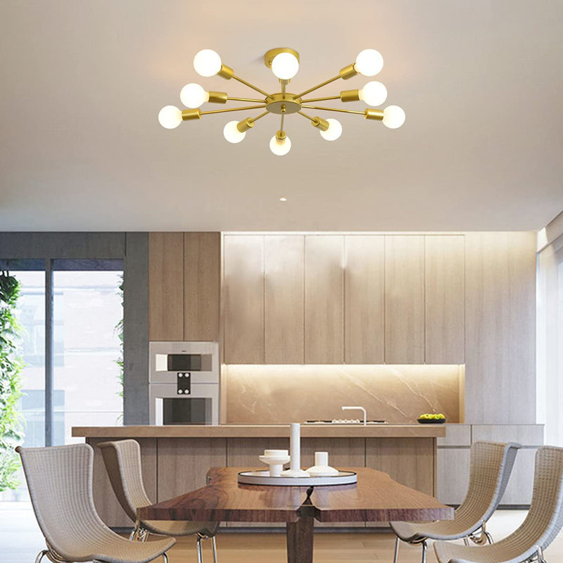 Austwell 10 - Light Sputnik Chandelier, Gold