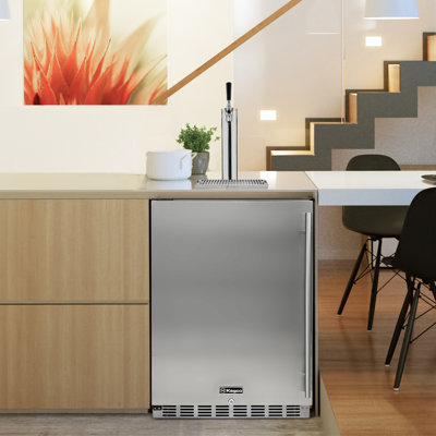 Kegco 24" Wide Single Tap Stainless Steel Built-In Digital Left Hinge Kegerator with Kit