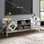 Meuble télé 47 po avec portes en verre diamant, conception à deux portes et espace de rangement ouvert, compatible avec les téléviseurs de 50 po et décor moderne pour le salon et la chambre à coucher-129239537
