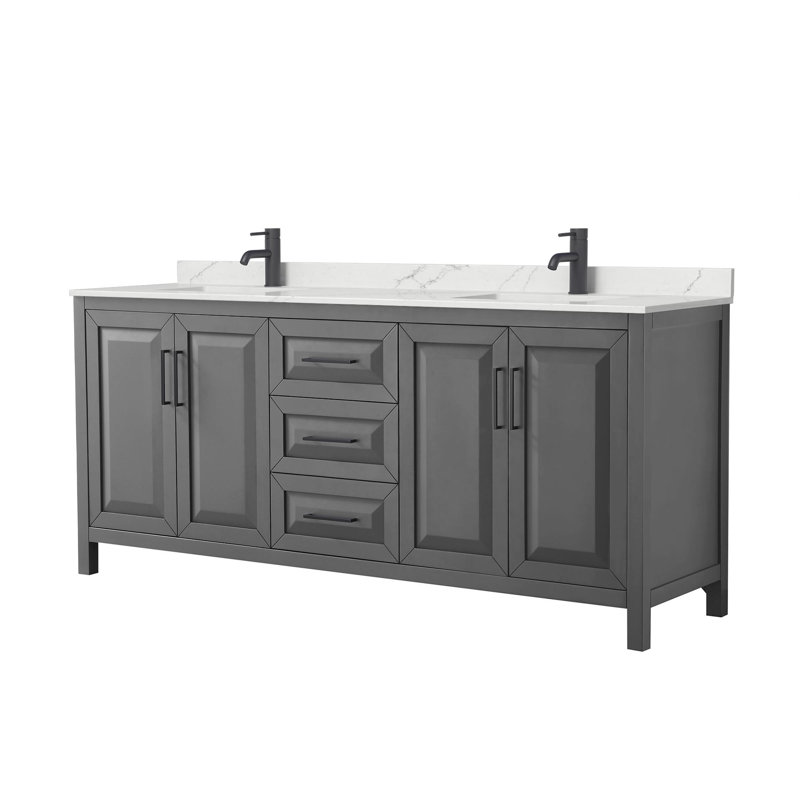 Daria 80'' W Vanity, Matte Black, Gray, Giotto Quartz