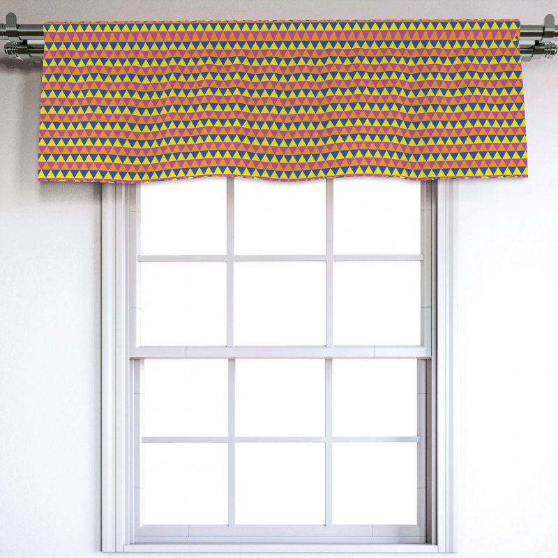 Sateen Geometric Ruffled Window Valance