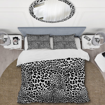 Black And White Leopard Animal Print Duvet Cover