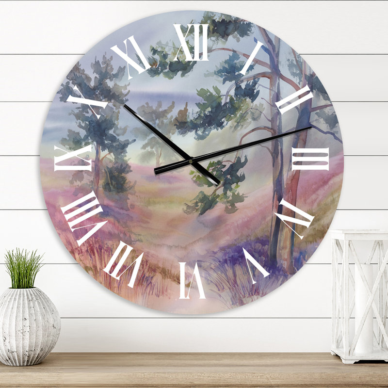 Pin dans la prairie d'été - horloge murale maison de campagne, Petit