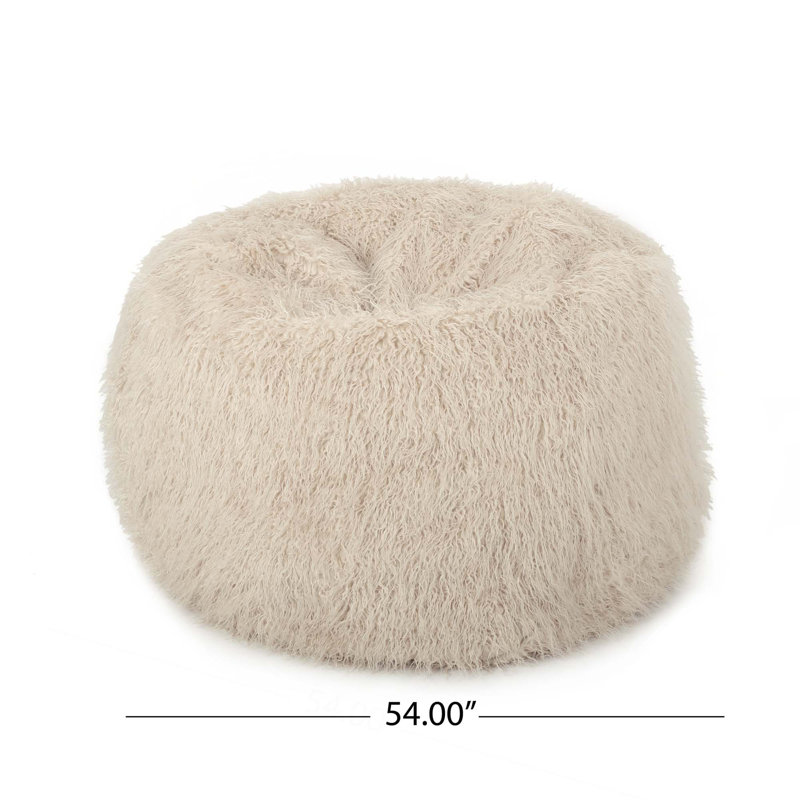 Pouf rond en fausse fourrure 5 pieds, Fausse fourrure taupe