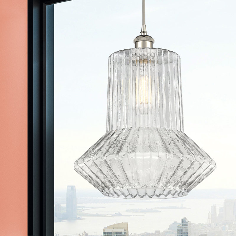 Luminaire suspendu simple géométrique 1 lumière Montrose, Nickel poli, Incandescent