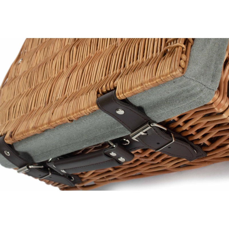 Wicker Basket with Lining, Double Steamed Hamper/Grey Lining